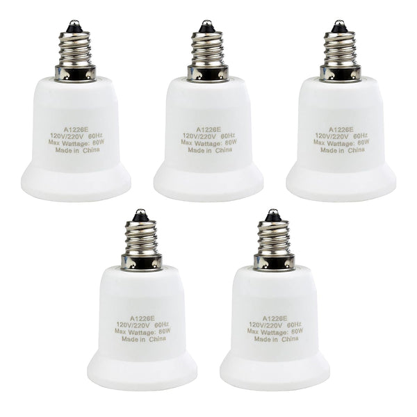 5-Pack Newhouse Lighting E12 to E26 Light Bulb Socket Adapter, Candelabra E12