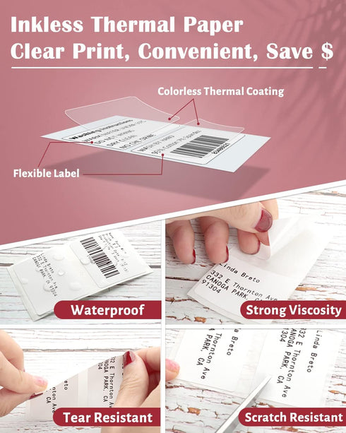 Phomemo Label Printer Thermal Sticker for M110/M100/M108/M220/M250/M221, 1.97"x1.18" (50x30mm), 230 Labels/Roll, Black