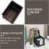MyGift Modern Industrial Matte Black Metal Office Organizer, Sticky Note Holder with Rustic Solid Wood Base