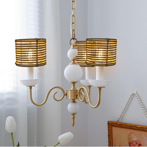 Eusamxon shade,Set 2 mini lamp shade Unique bell boho wicker lamp of rattan clip-on lamp shades for Wall sconce