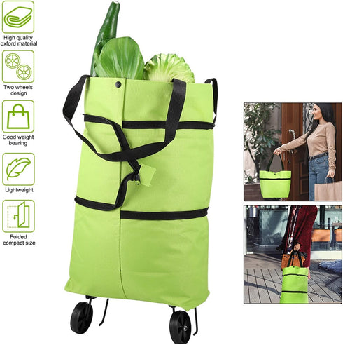 2 1 2025 in Foldable Shopping Cart New Foldable Shopping Bag Carts with Wheels Portable Rolling Tote Shop Bag