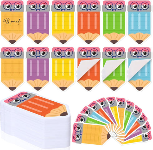 Janlaugh Teachers Sticky Notes - 48 Pads, 1440 Sheets Pencil Shaped Note Pads, Cute Self Adhesive Gifts for Students