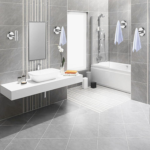 304 Closet Nickel,6Pack Nolimas Bathroom Towel Hooks SUS Stainless Steel Coat Hook Round Clothes Towel Coat Robe Hook