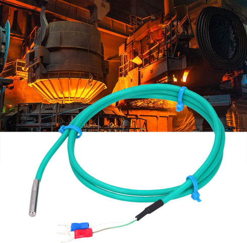 K Type Thermocouple, Silicone Temperature Sensor with Soft Cable, Green 5x30mm Stainless Steel Probe