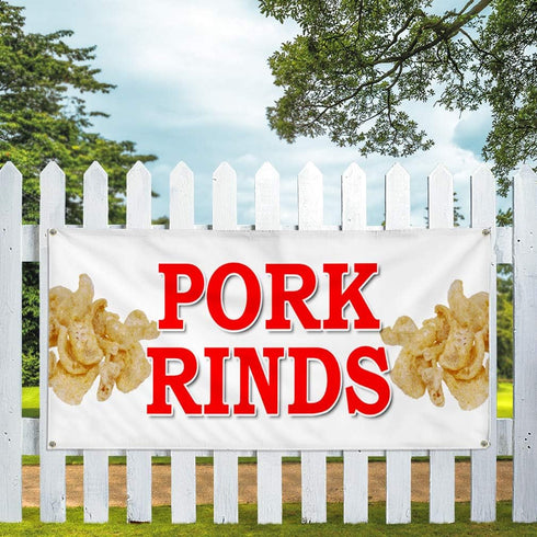 Fastasticdeals 4 Grommets 16x40Inches Vinyl Banner Multiple Sizes Pork Rinds Food Fair Truck Restaurant Restaurant