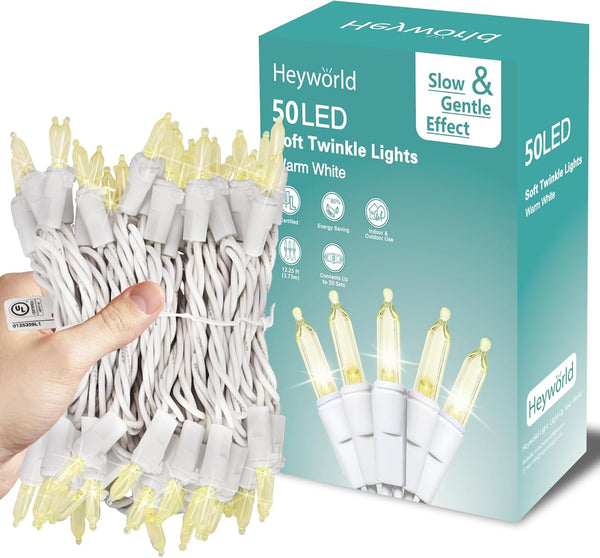 Heyworld Soft Twinkling Christmas Lights Mini String Lights Random Twinkle Lights on White