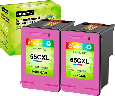 greencycle Remanufactured Ink Cartridge Replacement for HP 65 65xl, Compatible with Envy 5055, 5052, Deskjet 2655 (2