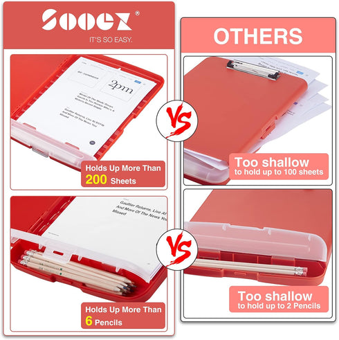 Sooez Clipboard with Storage - High Capacity Nursing Clipboards with Pen Holder, Heavy Duty Plastic Storage Clipboard