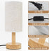Set 2,Natural Shade,Cozy Small Bedside Table Lamps for Bedroom of Round Wood Base&Fabric Linen Night Light for Study
