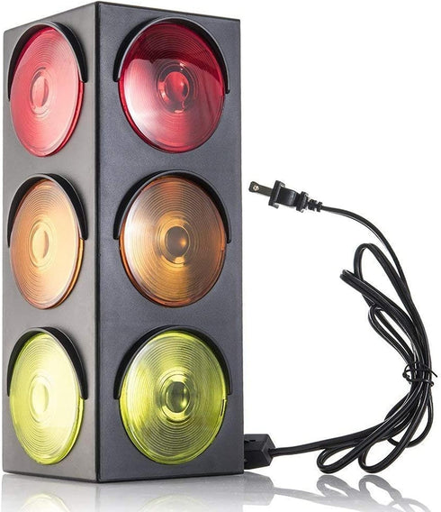 Kicko Traffic Light Prop, 12.25 Inch - Novelty Traffic Light Lamp for Kids, Plug-in Blinking Bedside Lamp