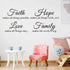 Zonon 3 Sheets Vinyl Wall Quote Stickers, Inspirational Love Faith Hope Family Motivational Wall Decals for Home School