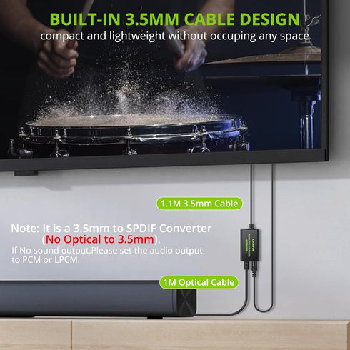 3.5mm 3.5mm LiNKFOR to SPDIF Converter Analog to Digital Audio Adapter for Enhanced Sound Toslink Optical Output