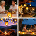 2 Pack 2 Upgraded Solar Lanterns, Solar Lights Outdoor, Solar Flame Lanterns, Lighting Modes & Dual Charging Way USB
