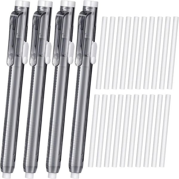 Retractable Mechanical Eraser Pen, Bulk Style Erasers with Refill for Daily Study and Office
