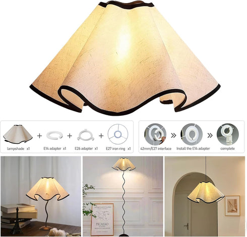 E27, E26 E14 3.5 15 7 inch 1 Pack) Small Scalloped Table Lamp Shades - Petal Lamp Shade for Table Lamps, Floor Lamps