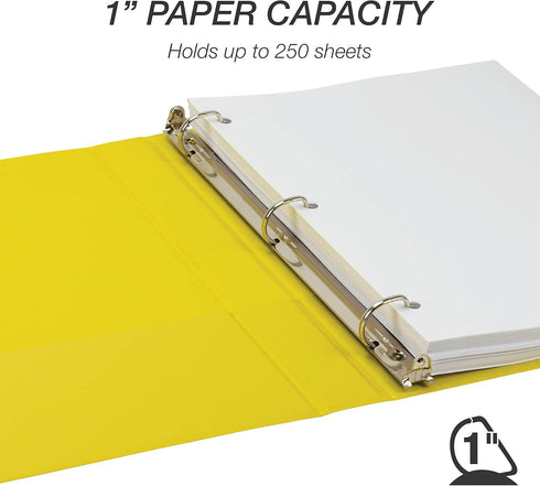 Samsill Durable 1 Inch Binder, Customizable Clear View, Yellow, Holds 225 Pages