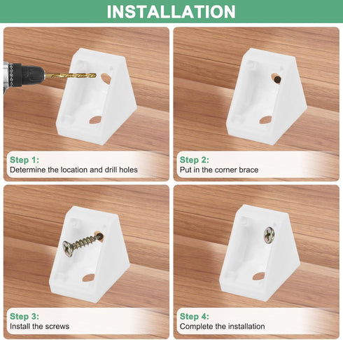 20-Pack 0.78 0.71 M METERXITY L-Shape Corner Brace, x in Nylon Plastic Right Angle Brackets with Screw for Shelves/Wood