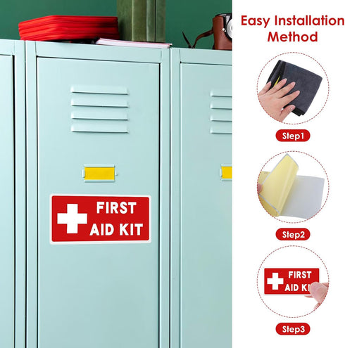 Ymapinc 3Pcs Medical Stickers, Self Adhesive Waterproof First Aid Sign Sticker Emergency Decals Kit Supplies for First