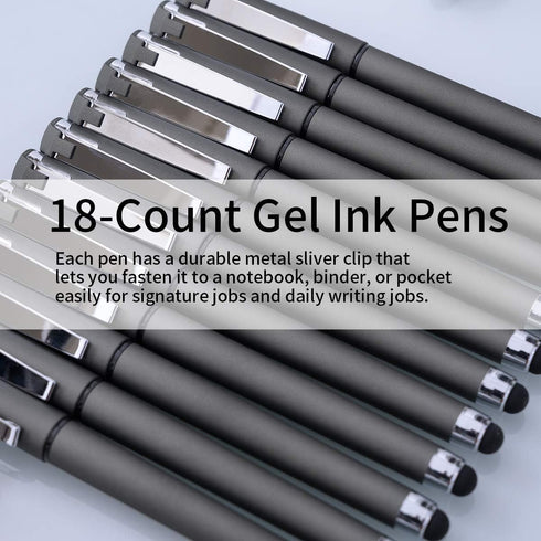 Generic 0.7mm 2-in-1 (18 Pack-Dark Black Gel Ink Rollerball Pens Gel Pens Stylus Pens Medium Point Pen for Office