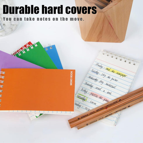 Koogel Top Bound Pocket Notebooks, Small Spiral Memo Pads Lined 3x5 Ruled Pocket Notebook Durable Cover Notebooks 50 Sheets/6 Pads for Office School Memo Tactical Steno Pads by Koogel