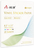Vinyl Sticker Paper by A-SUB, 25 Sheets for Inkjet Printer, Glossy Waterproof 8.5x11 Inch for DIY Decals
