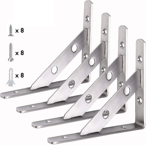 WSZD A Shelf Bracket, 4pcs of 6 x 4 inch/150mm x 100mm Stainless