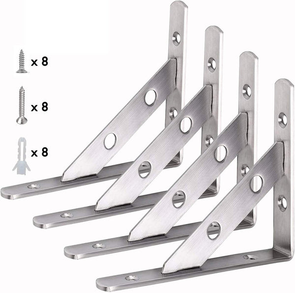 WSZD A Shelf Bracket, 4pcs of 6 x 4 inch/150mm x 100mm Stainless