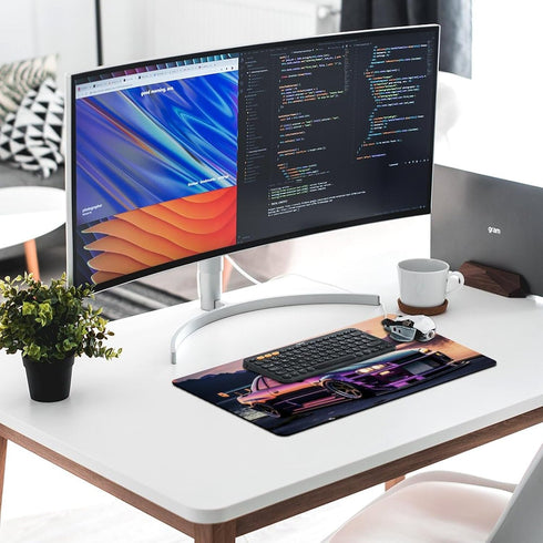 Large JDM Car R34 Mouse Pad, Purple Sea Design, 30x60cm Gaming Desk Mat, Computer Accessories for Office Decor