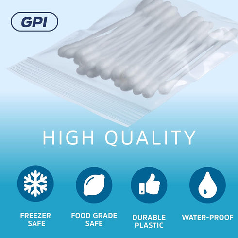 GPI - 3" x 4" - Bulk Case of 1000, 2 Mil Thick Clear Plastic Reclosable Zip Bags, Durable Poly Baggies for Storage