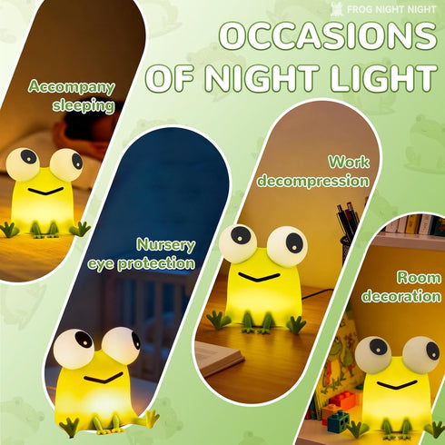 DAMELYN Dimmable Frog Night Light for Kids, Silicone Night Light for Nursery,Frog Lamp Suitable for Boys and Girls Room