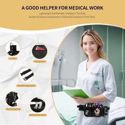 PTAHON Pack Pack Nurse Fanny with Stethoscope Holder - Medical Bag, Pocket Organizer, Utility for Work Tools, Vet Tech