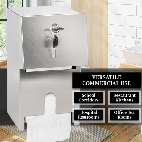 Desyeryamimi Commercial Toilet Paper Tissue Dispenser Dual Rolls Toilet Paper Holder with Lock,Heavy Duty Stainless