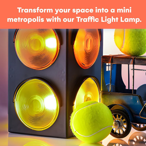 Kicko Traffic Light Prop, 12.25 Inch - Novelty Traffic Light Lamp for Kids, Plug-in Blinking Bedside Lamp