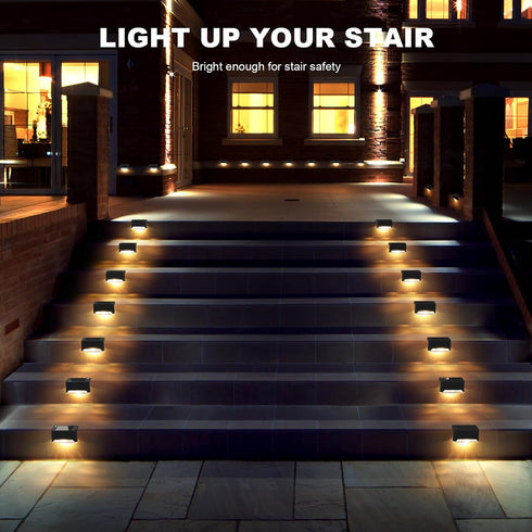 16 Pack pearlstar Solar Step Lights,Solar Deck Railing Lights Outdoor Waterproof Led Fence Lamp for Patio,Stairs,Garden