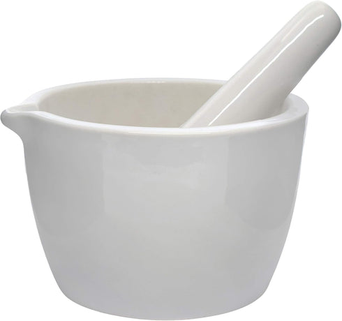 EISCO Porcelain Mortar & Pestle Set, 13.5oz (400ml), Heavy Duty, Unglazed Grinding Surface, for Kitchen or Laboratory,