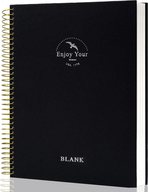 FLYING EAGLE Large Blank Spiral Notebook Journal, 8.5 x 11, 210 Pages, Hardcover Sketchbook for Men Women, Black