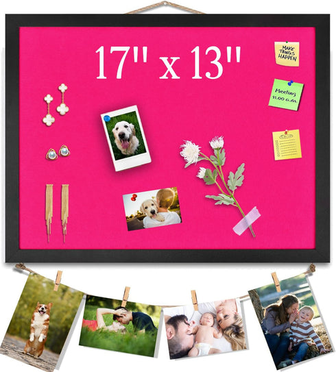Pink Bulletin Boards Cork Board with Felt, 17"x13" Small Display Pin Board for Walls, Jewelry, Photos, 1pc