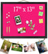 Pink Bulletin Boards Cork Board with Felt, 17"x13" Small Display Pin Board for Walls, Jewelry, Photos, 1pc