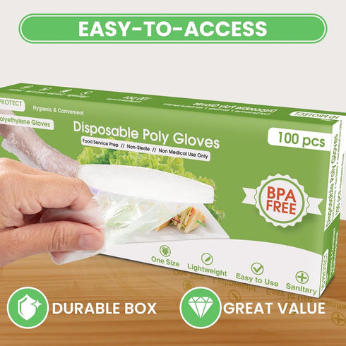 Keppi 100 pcs Food Safe Disposable Gloves | BPA & Latex Free | Great Fit for Cooking | Bulk Food Handling Gloves