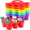 6 Pack Classroom Caddy Organizer with Handle Colorful Plastic Table Caddy Drink