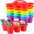 6 Pack Classroom Caddy Organizer with Handle Colorful Plastic Table Caddy Drink