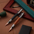 Chinco 2 Pieces Bolt Action Pen Wood Ballpoint Solid Brass Pens Bullet Shaped Metal Pen and 2 Pieces Pens Refills with 2 Present Boxes for Father's Day, Valentine, Birthday, Black Ink (Black, Brown) by Chinco
