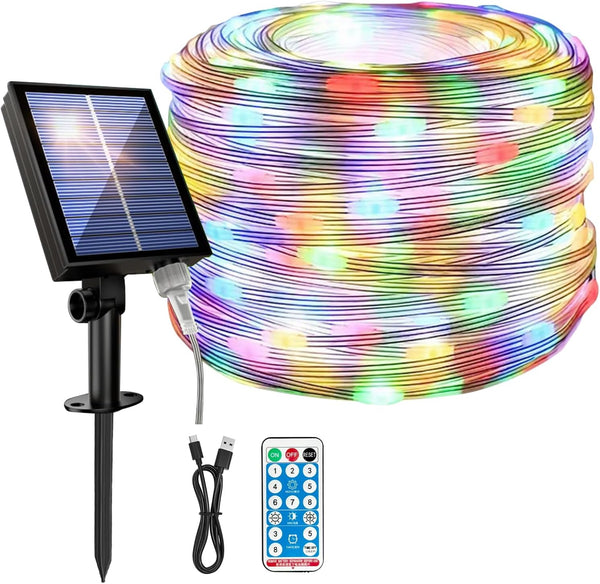 66ft Solar String Lights Outdoor Waterproof with Remote, 20mm Ovlied-Shaped LEDs with