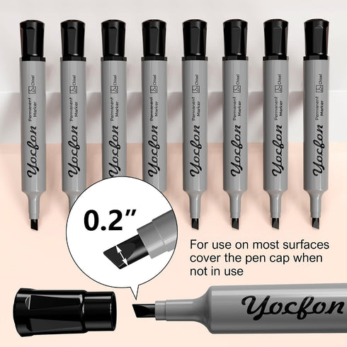 Yocfon Markers,128 Pack, Permanent Crown Whiteboard Markers With Chisel Tip, Waterproof Markers, Works On Plastic