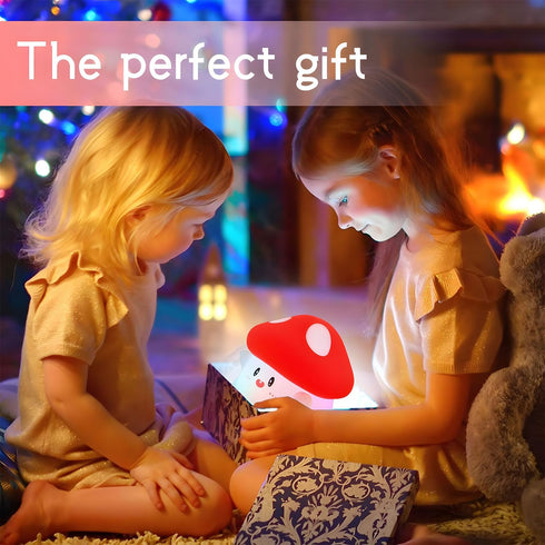 50Hrs 2 Mushroom Night Light Color Changing, Mushroom Lamp, Tap Control Brightness & Timer, Rechargeable Squishy Night