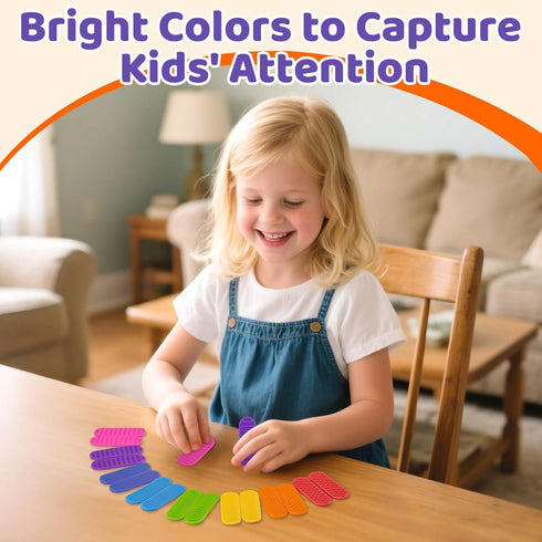 PuraEase 16PC Textured Sensory Stickers for Kids Silicone Adhesive Calm Strips for Anxiety Relief, Autism, ADHD Quiet