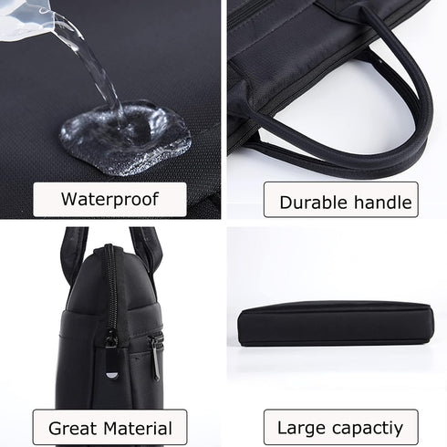 Waterproof Oxford Document Bag, Briefcase for Men, File Tote Bag for Carrying Paper Files, Black