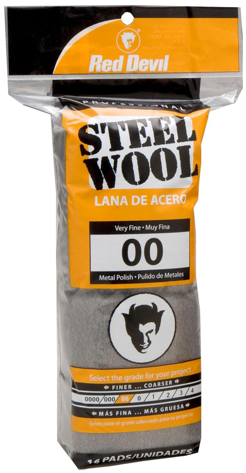 Red Devil 0312 Steel Wool, 00 Very Fine, Pack of 16, Black