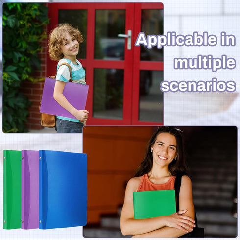 CHENGU 12 Pieces 1 Inch Binders, 3 Ring Holds 200 Sheets, Plastic Binder with Pocket for School Office Supplies (Dark