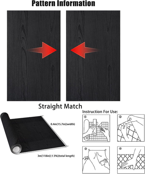 Yancorp 16" x 120" Matte Black Contact Paper, Peel and Stick Wallpaper for Countertops and Cabinets